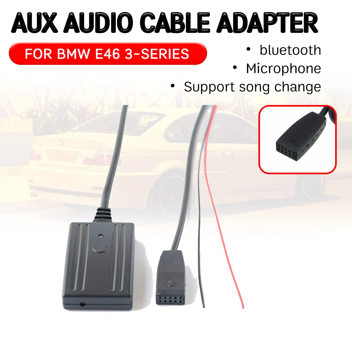 

bluetooth Aux Receiver for BMW E46 2002-2006 Cable Adapter Hands-free Hifi aux module for 10 Pin CD Head Unit Audio Interface