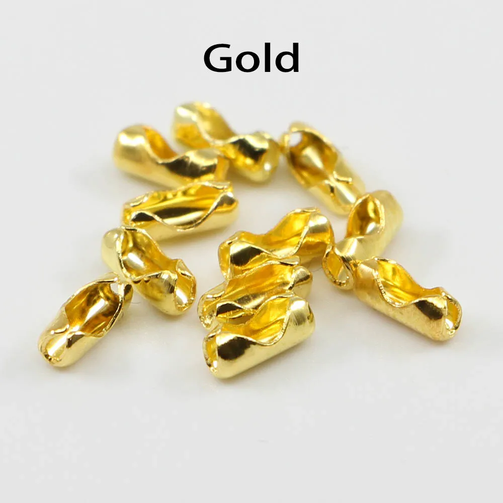 Gold 200 шт./партия 1,5/2,0/2,4/3,2 мм соединения шаровой цепи застежки золото/серебро для самостоятельного изготовления браслетов Цепочки и ожерелья ювелирные изделия бисерная цепочка для изготовления - Цвет: Gold