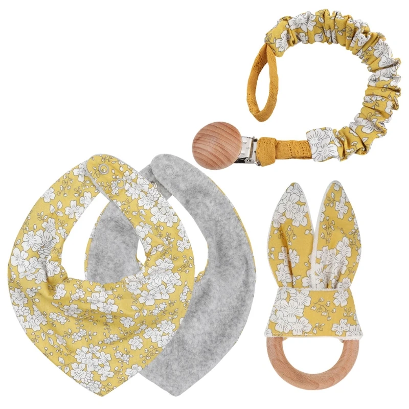 

Baby Bib Set 2020 New Baby Pacifier Chain Clips & Bibs &Baby Teether Baby Stuff