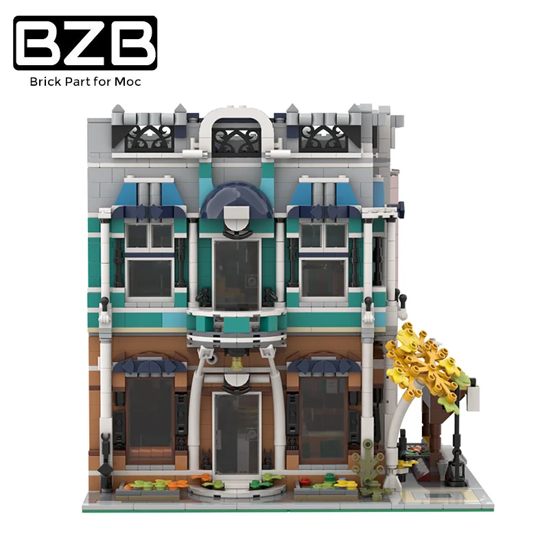 

BZB MOC 36027 Downtown Constellation Building Libra Coffee Shop Building Blocks Model For Children DIY Toys Brithday Gifts