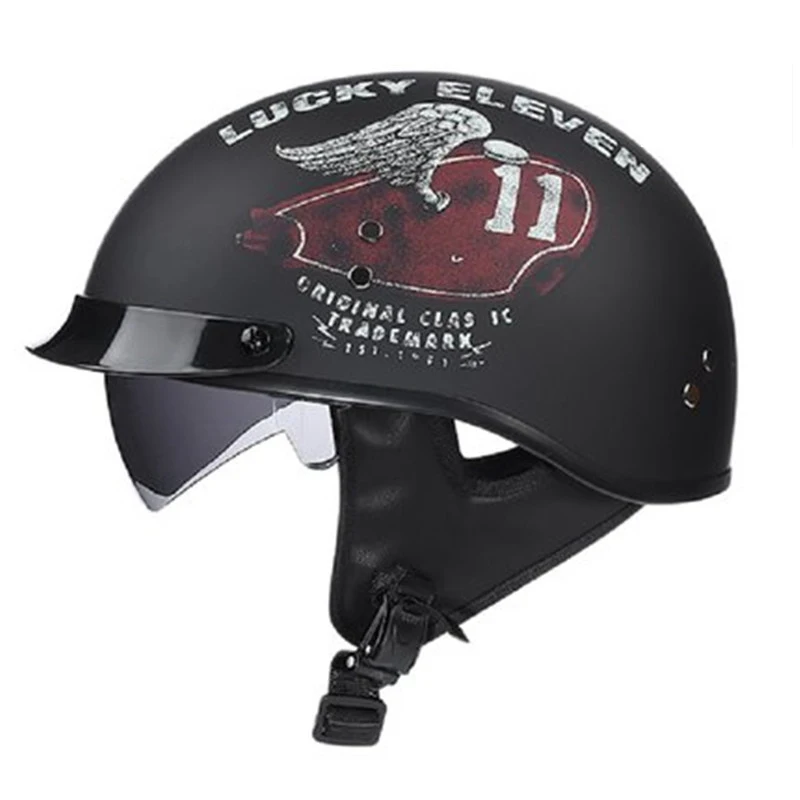 

Мотошлем в стиле ретро с сертификацией DOT, немецкий шлем для скутера, винтажный мотоциклетный шлем на половину лица, мотошлем для езды на мот...