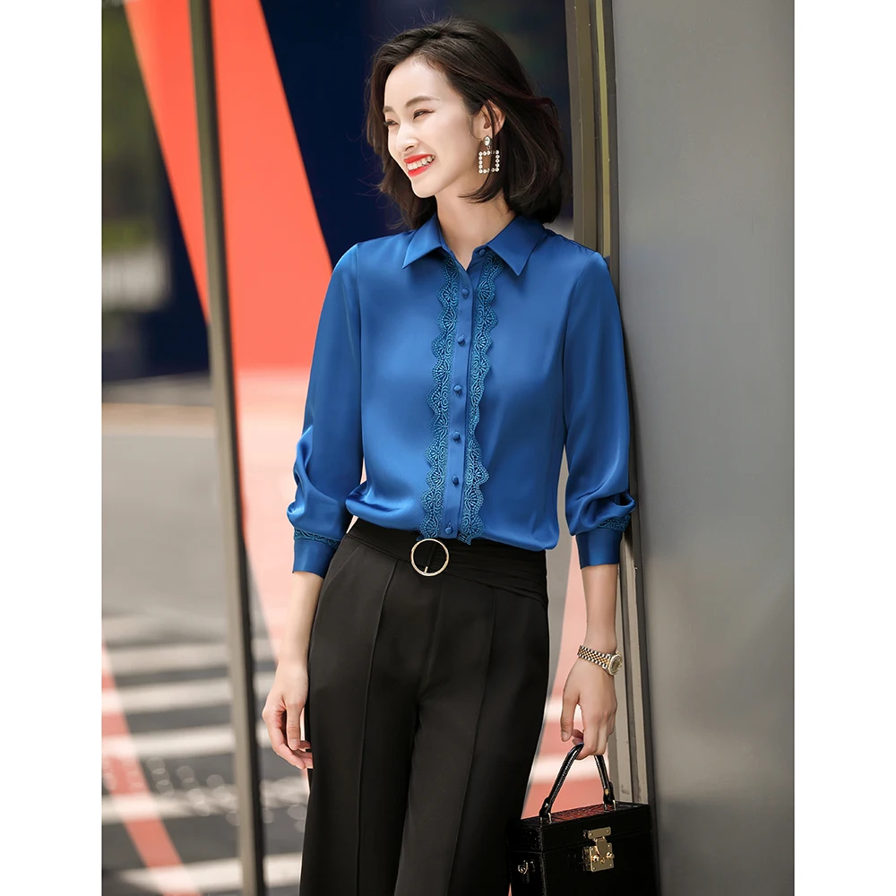 

Autumn Elegant Solid White Polyester 100% Female Blouse Office Lady Long Sleeve Shirt Formal Tops Plus Size Clothing For Women