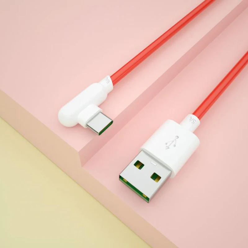 USB Type C 90 Degree Warp Cable For One Plus Nord Usbc Dash Charge 5A Fast Quick Charging Oneplus 8 Pro 5g 8t 7t 7 T 6 | Мобильные