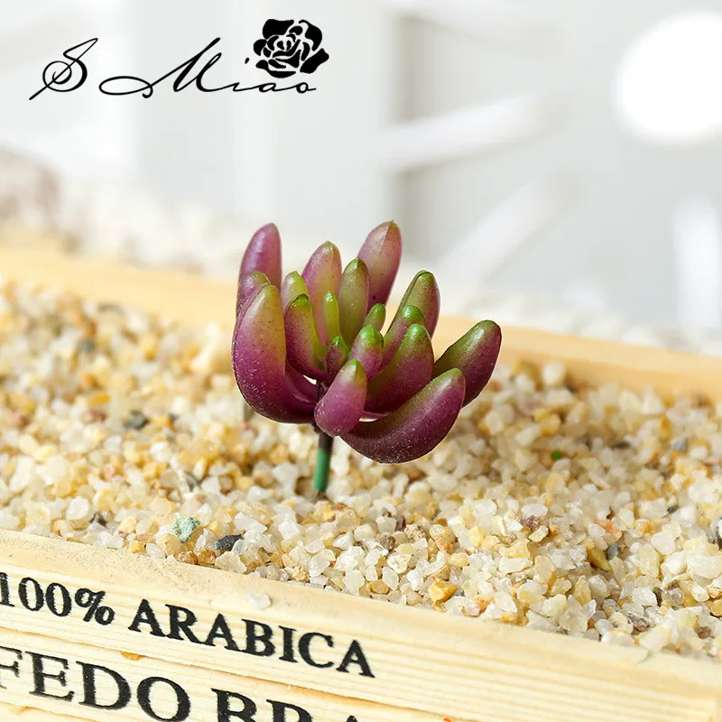 Искусственные флокированные суккуленты зеленые красные фиолетовые