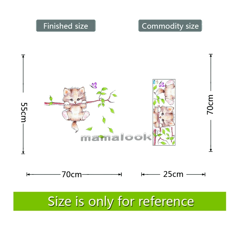 Милые наклейки в виде кота и бабочки для детской комнаты украшение дома