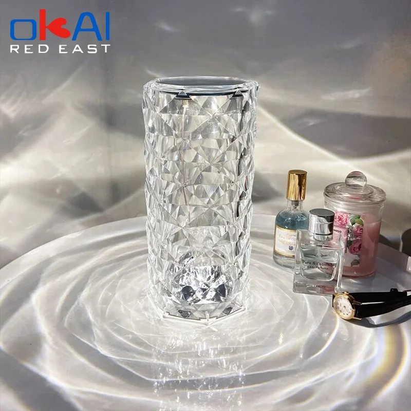 

Алмазная настольная лампа, акриловые декоративные настольные лампы для спальни, прикроватного столика, бара, светильник рустальные светил...