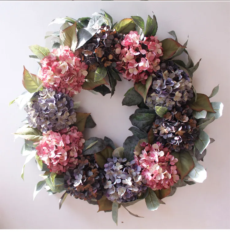 

Autumn Hydrangea Wreath 22 Inches/56cm Artificial Flowers Welcome Wreath Door Ornaments Christmas Party Wedding Home Decoration