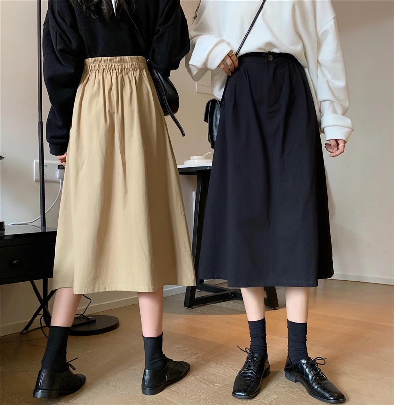 

2021 Women Skirt High Waist A-line Skirts Office Lady Style Flare Streetwear 2021 Spring Summer