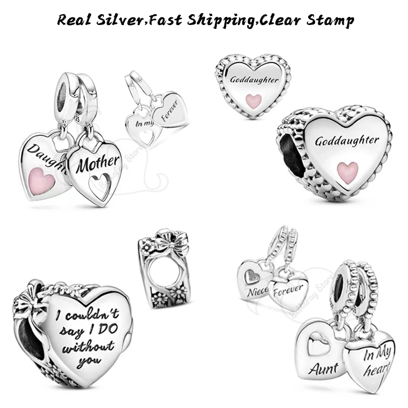 

Jewelry Charms Mother And Daughter Hearts Dangles Authentic 925 Silver Sterling Beads Compatile Pdoras Bracelets Necklace