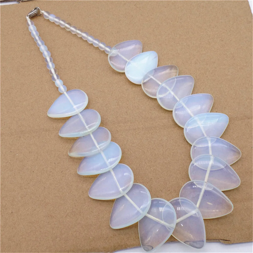 

1 нитка 31x22x6 мм Оптовая Белый опал ожерелье с подвеской-каплей ювелирные украшения 16,5 дюймов S302