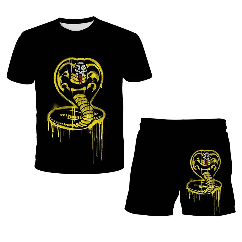 

2021 New 3D-Printed Cobra T-Shirt Set for Boys and Girls T-Shirt Top + Casey Shorts 2 Piece Set