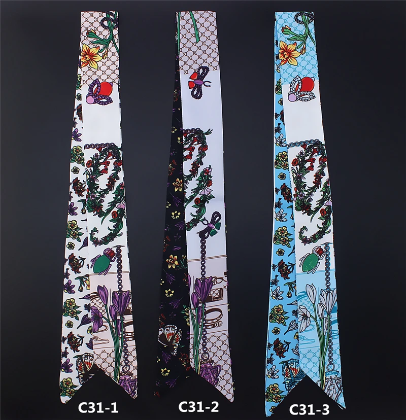 Модный женский узкий шарф маленькая сумка с лентой шарфы цветочным принтом
