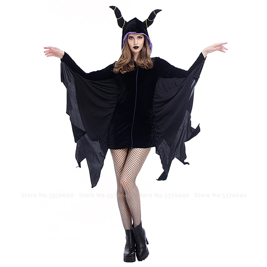 Хэллоуин женское платье ведьмы дьявола летучей мыши шапки страшные костюмы для