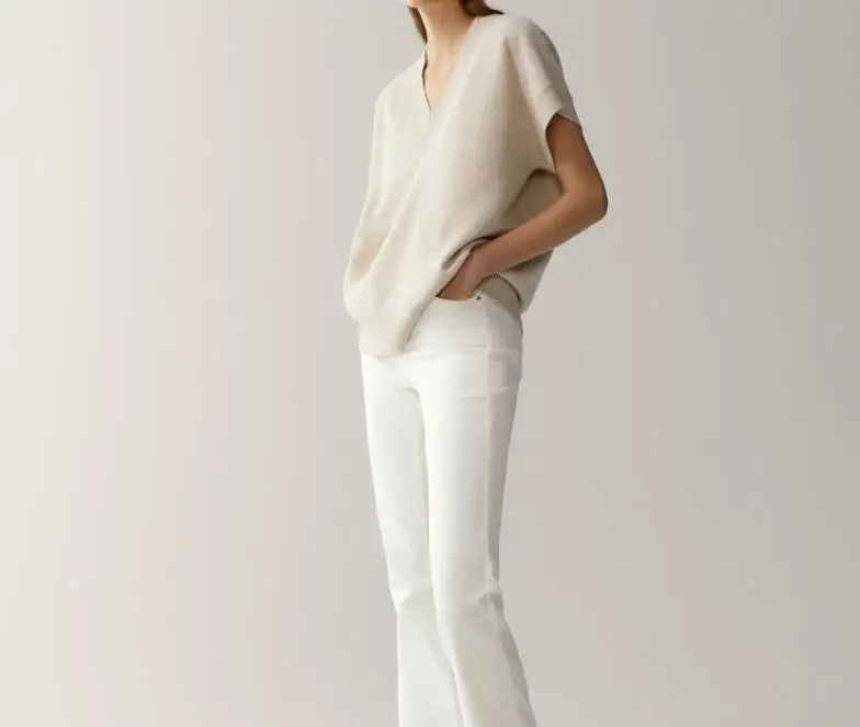 

Sweater 2021 Women Autumn New V-neck Knitted Ladies Short Sleeve Vest Top