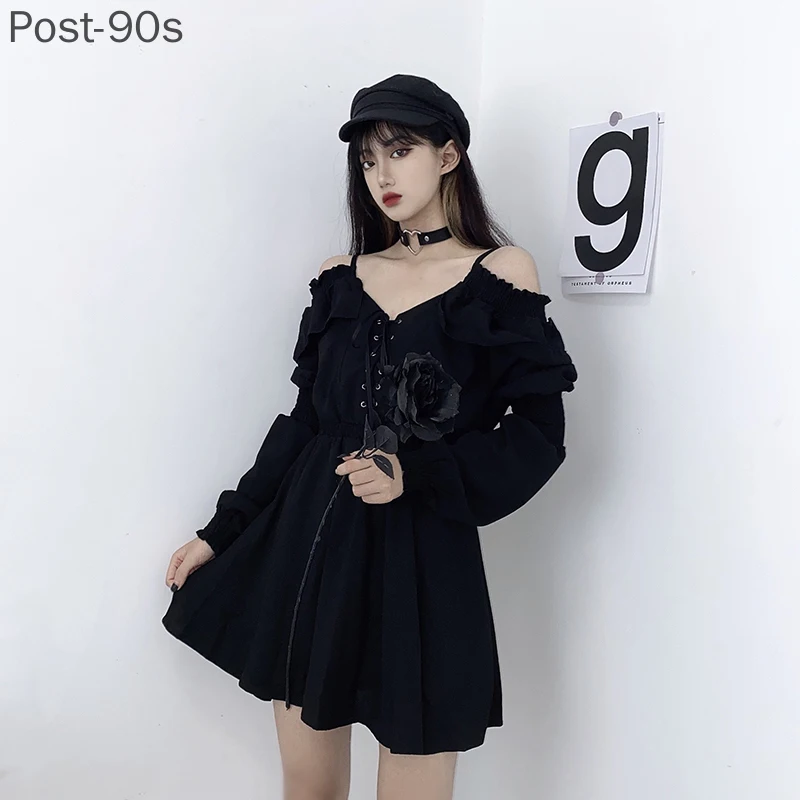 

Dress Women Single Breasted japanese Plaid Loose Dresses Leisure Lovely Korean Elastic Waist Elegant Colorful Dress for women