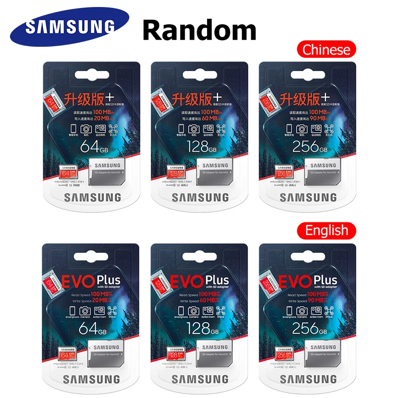 100% Original SAMSUNG Memory Card SD Card 32GB EVO PLUS TF/SD Flash Card 64GB 128GB 256GB Class 10 microSD 4K U3 card SDXC/SDHC