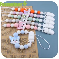 fosmeteor personalized handmade pacifier clips holder chain silicone pacifier chains set civet cat baby teether pacifier chain