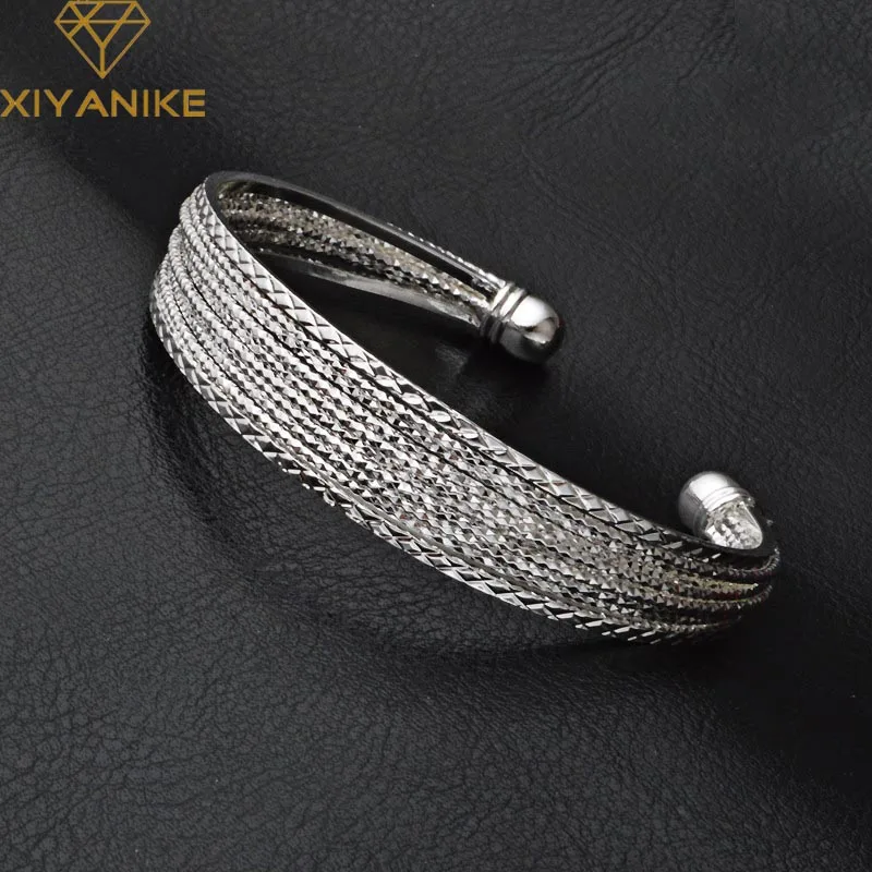

XIYANIKE Silver Color Anniversary Gift Classic Opening Bangles & Bracelet For Women Lovers Party Trendy Jewelry
