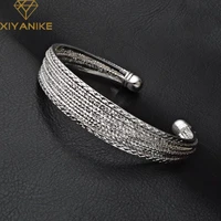 xiyanike silver color anniversary gift classic opening bangles bracelet for women lovers party trendy jewelry