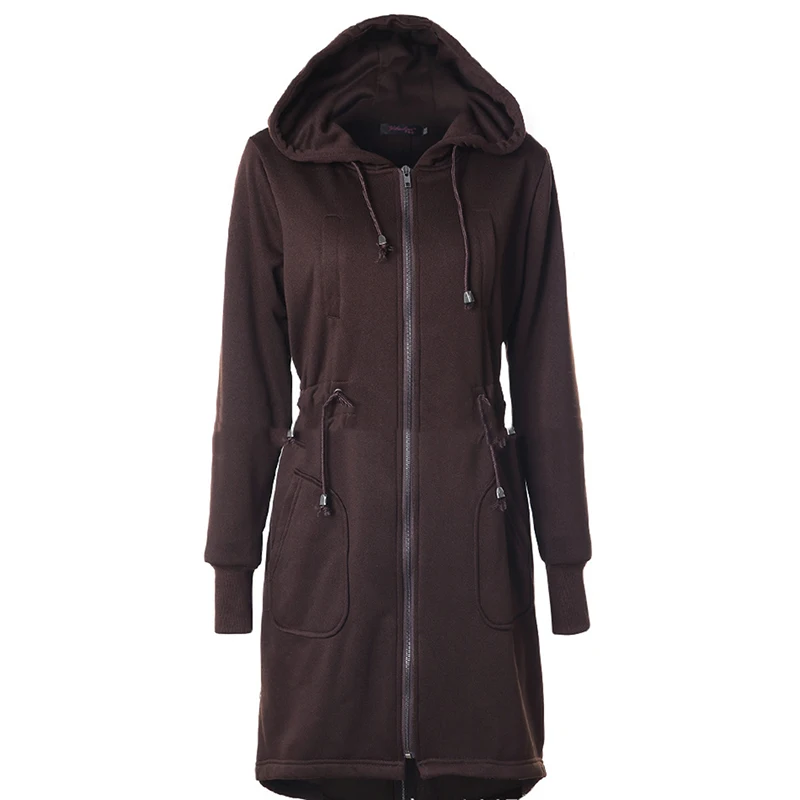 Теплое длинное пальто с меховым воротником куртка капюшоном для женщин тонкая на