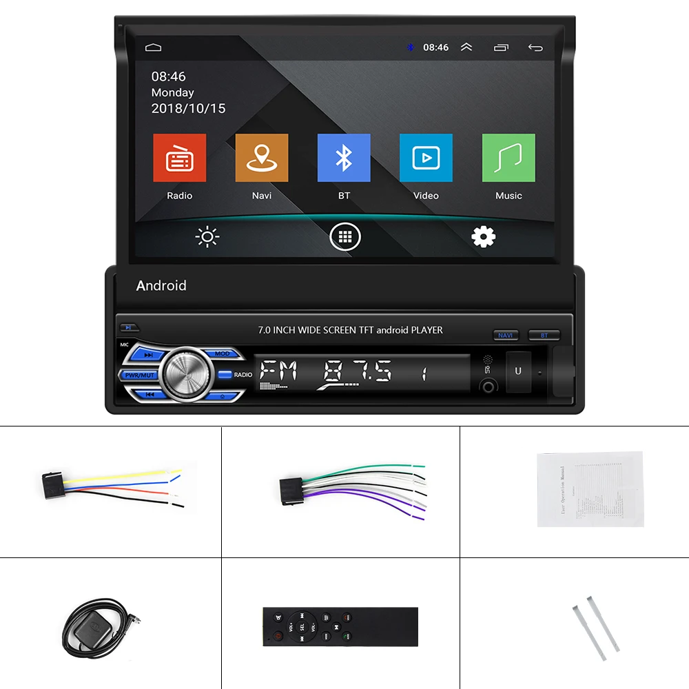 AMPrime 2 + 16G Android 1 Din 7-дюймовый сенсорный экран автомобильный мультимедийный плеер с