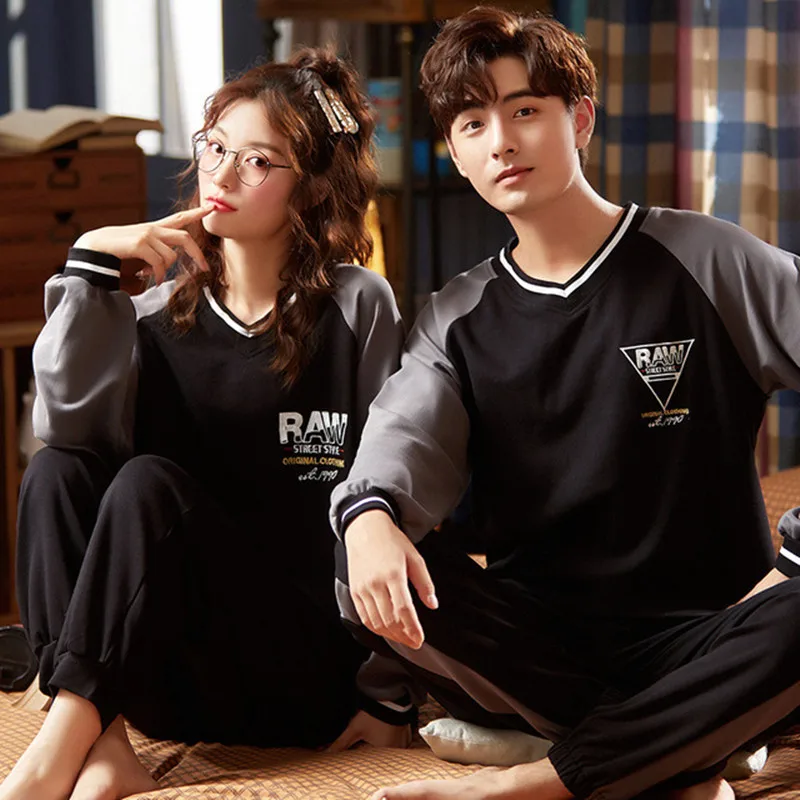 

Spring Women Pajamas Set Long Sleeve Couple Sleepwear Men Autumn Pyjamas Casual Homewear Lounge Wear for Lover