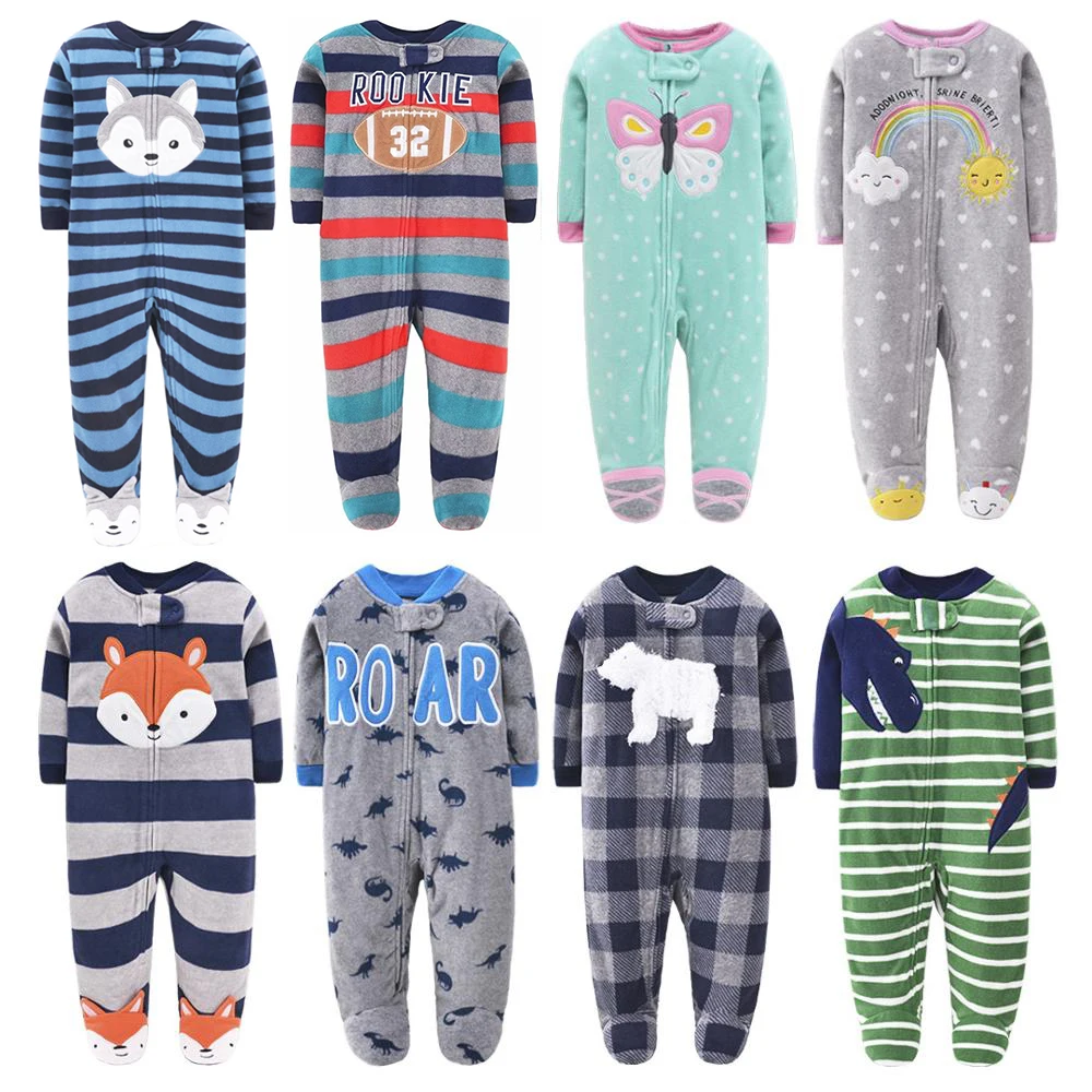  Комбинезон детский флисовый, для девочек и мальчиков, с мультяшным принтом, розовый, 2021 