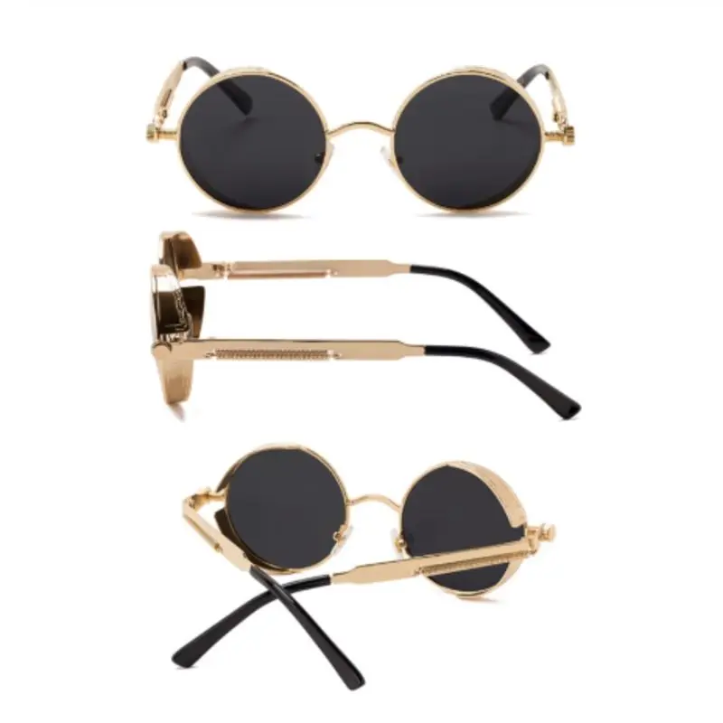 Винтажные круглые поляризационные солнцезащитные очки ретро стимпанк для