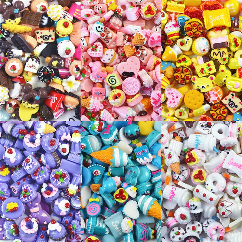 50 шт./пакет красочные смолы мини мороженое бисквит Лизун поставки слаймов