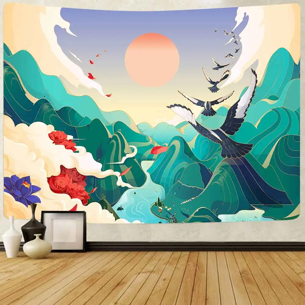 Simsant мультяшный лесной гобелен зеленые растения Древо-психоделические джунгли