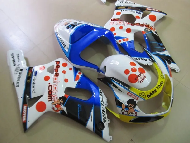 Комплект обтекателей из АБС пластика для GSXR600 750 01 02 03 GSXR 600 GSXR750 2001 2002 2003 белый