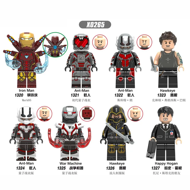 Одиночная Продажа Супер Герои Человек муравей Железный человек Hawkeye War Machine Happy Hogan