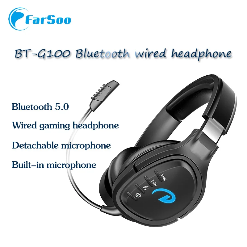 

Беспроводные Bluetooth наушники BT100 со светодиодный Ной подсветкой, игровая гарнитура с двойным микрофоном и проводным кабелем, глубокие басы, д...