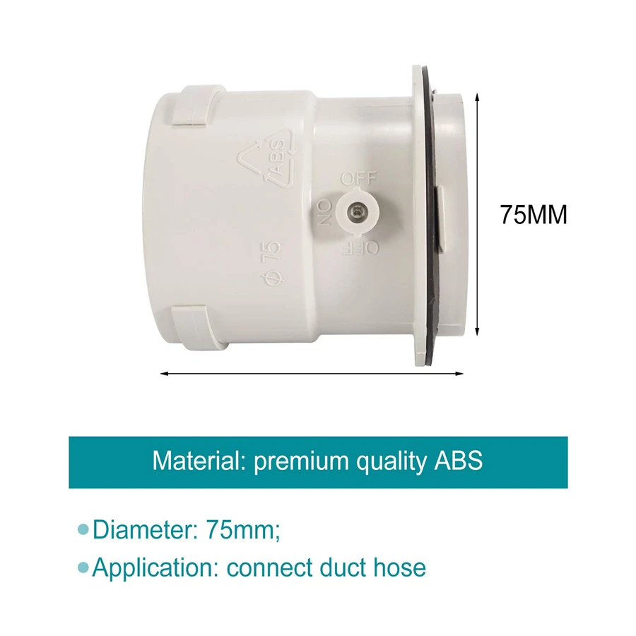75 мм Пластик рядный канальный вентилятор разъем вентиляционная труба выхлопной