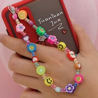 2021 phone charm beaded strap lanyard mobile chain rope for cell phone case hanging chains cord women smiley jewelry