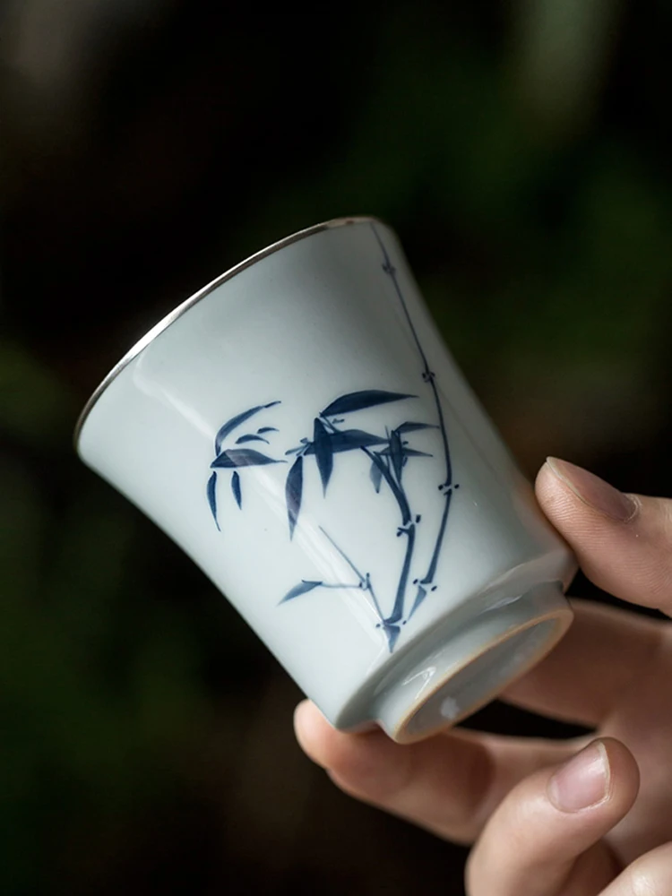 Сине-белая фарфоровая чайная чашка Цзиндэчжэнь выделенная одинарная Kombucha