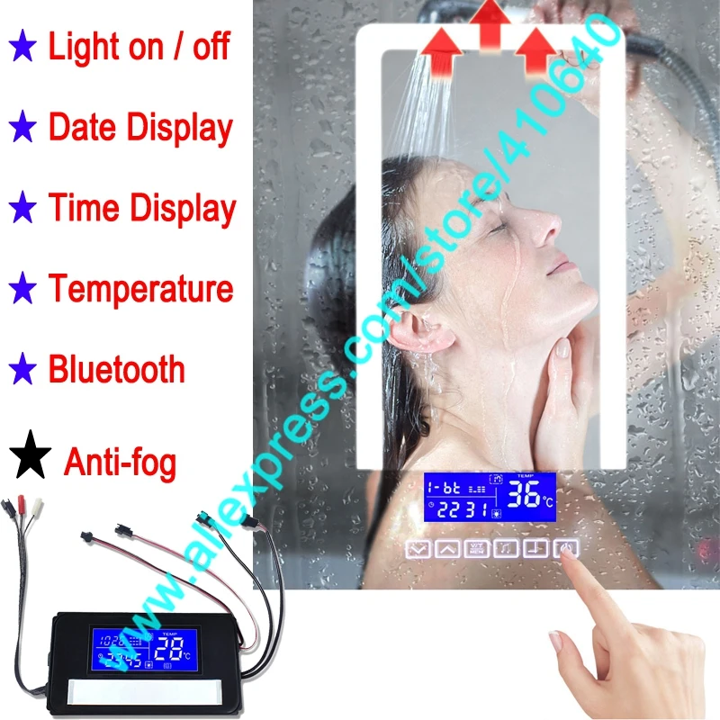 Фото K3015CBF CBH Сенсорная панель переключателя Время Дата температура анти туман для шкафа для ванных и туалетных комнат светодиодный светильник з... №1