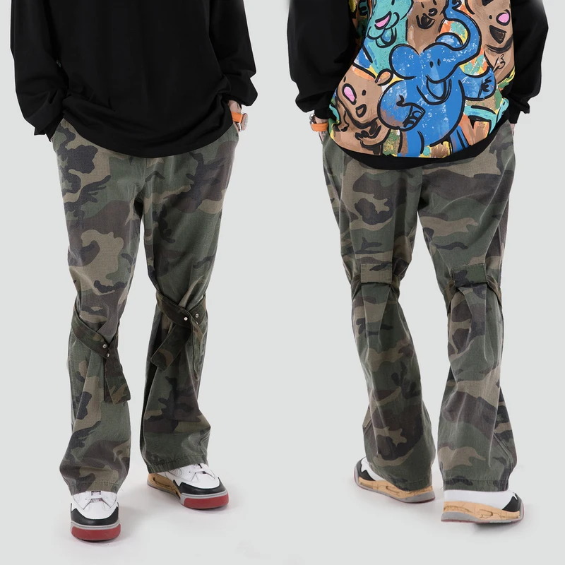 

Mens Distressed Camouflage Pants HipHop Harem Streetwear Pants Casual Knee Straps Trousers Sweatpants 2020 Summer Unisex Pant