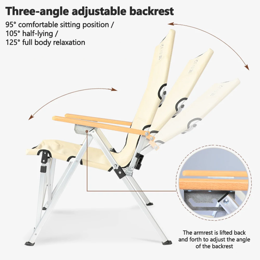 

2021 Outdoor Folding Chair Three-Speed Adjustable Long Back Chair Outdoor Camping Recliner Picnic Beach Relaxation Chair