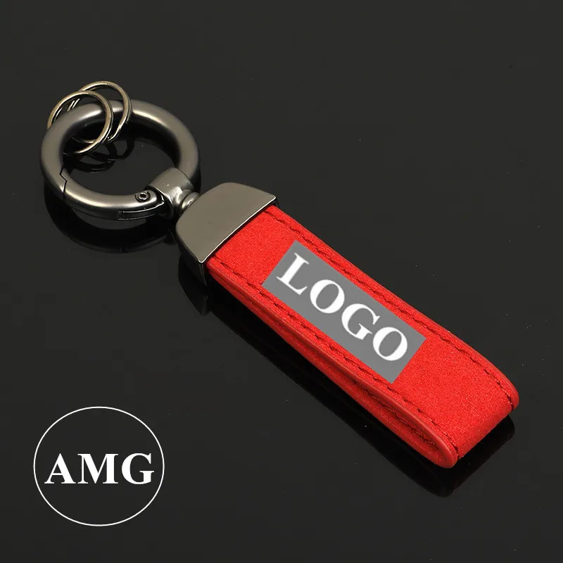 

Car Rings Key Chain Leather Horseshoe Keychain Car Keyring for Sline RS AMG R for Benz for V W Car Accessories Gift