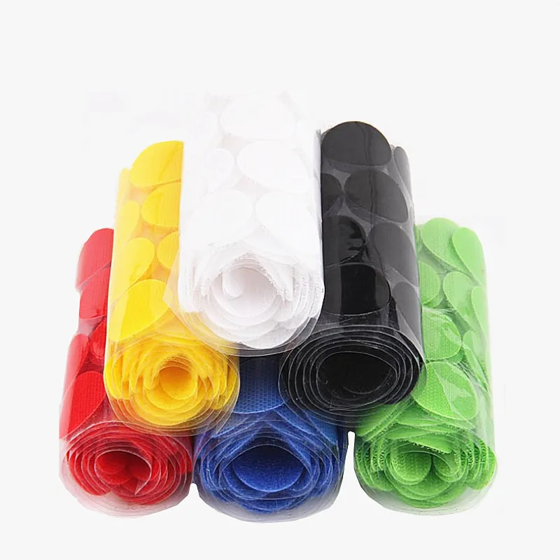 Разноцветные Самоклеящиеся Застежки-липучки нейлоновые круглые петли клейкие