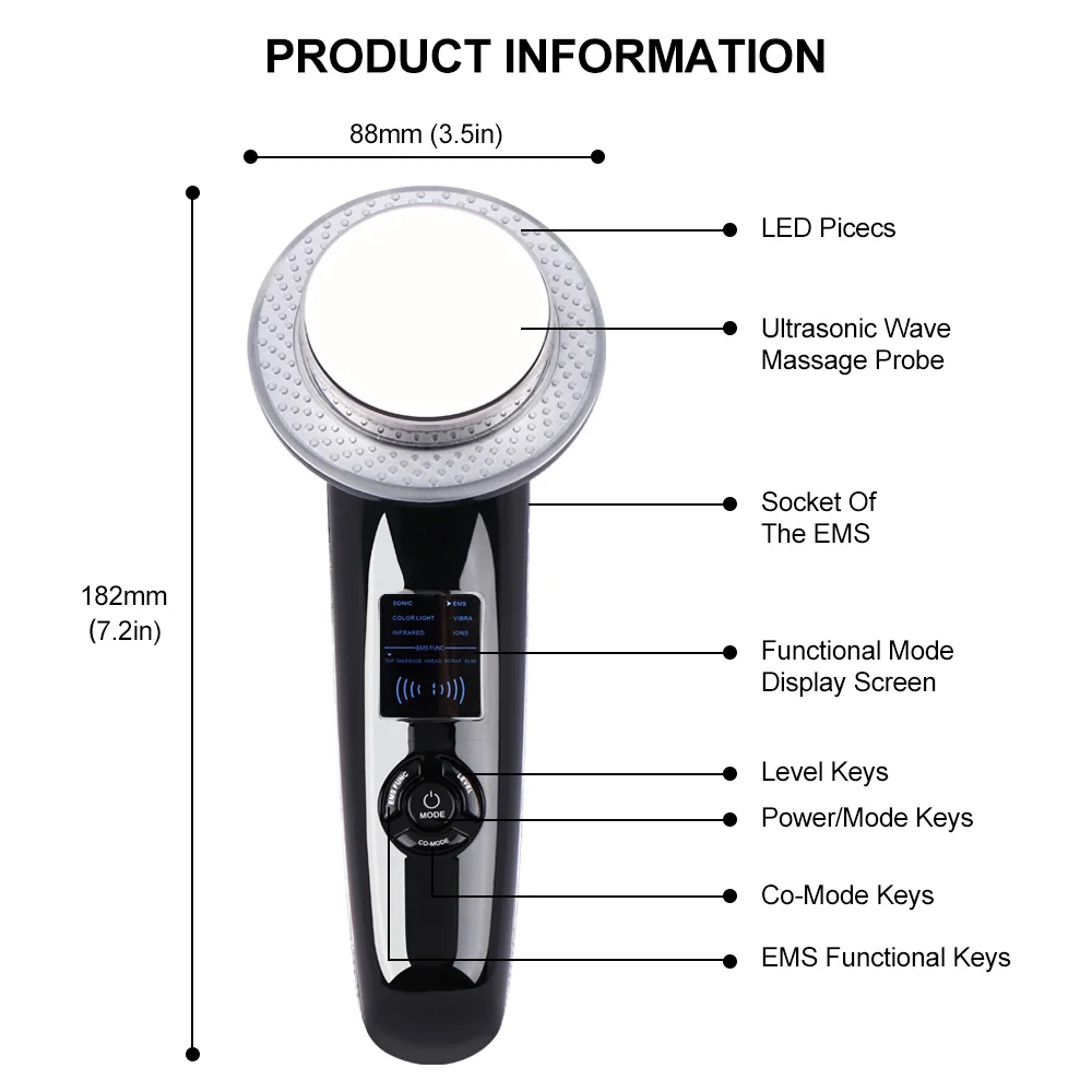 Ультразвуковой кавитационный аппарат 6 в 1 фотогальванический светодиодный