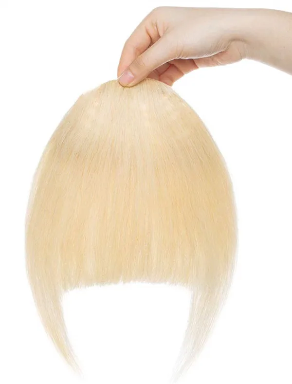 Blonde 20g temple Halo Lady beauty, блонд, человеческие волосы, челка, на заколках, для наращивания, не Реми, на заколках, бахрома, волосы, тупой срез, челка, 613 блонд, аккуратный взрыв - Цвет: Blonde 20g temple