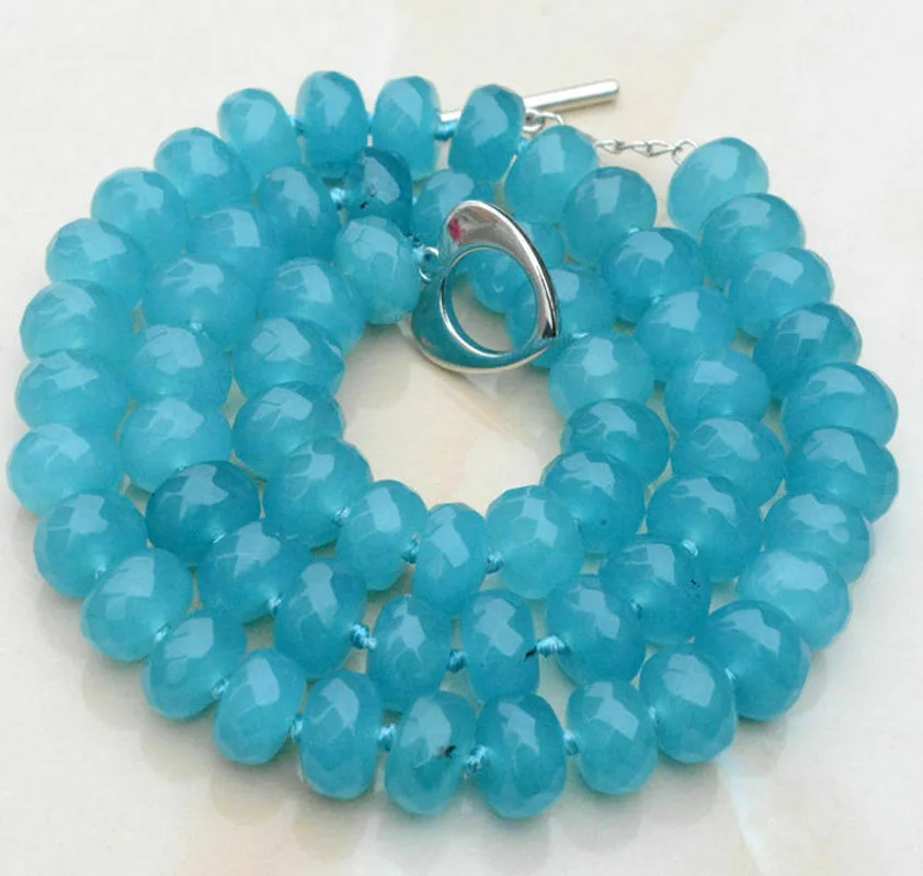 Красивое Ожерелье из бразильских аквамариновых бусин с гранеными счетами 6x10 мм 18