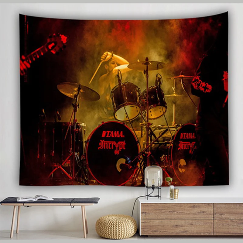 Настенный Ковер с рок музыкой домашний декор гобелен настенный висящий барабан