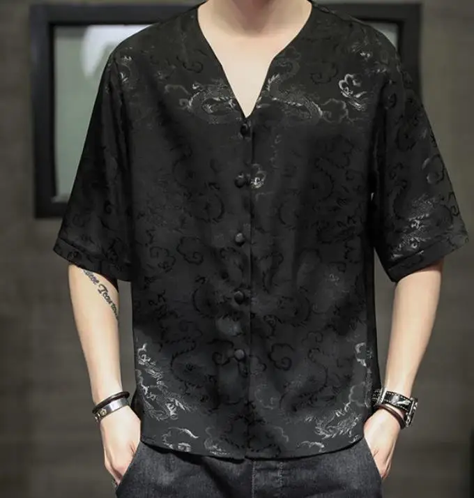 

Ice silk t-shirt short-sleeved national tide Hanfu loose half-sleeved top