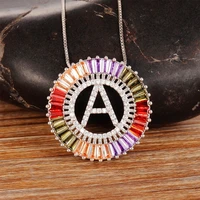 aibef fashion silver color alphabet 26 letters pendant charm name necklace zircon cz jewelry copper statement necklace for women