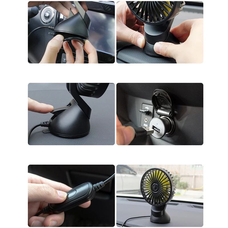 

Car fan USB Strong wind Auto ventilador Dashboard suction cup balm creative Car accessories interior Sucker Spin ABS cooling fan