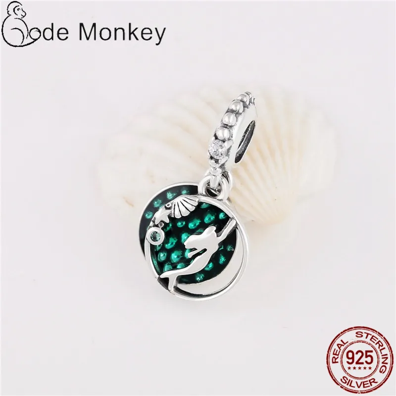 CodeMonkey горячая Распродажа 100% настоящие 925 пробы серебряные бусины русалки амулеты
