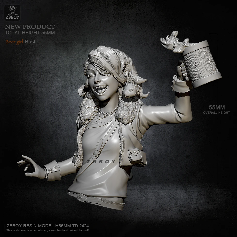 

55MM Resin bust Girl model kits self-assembled TD-2424